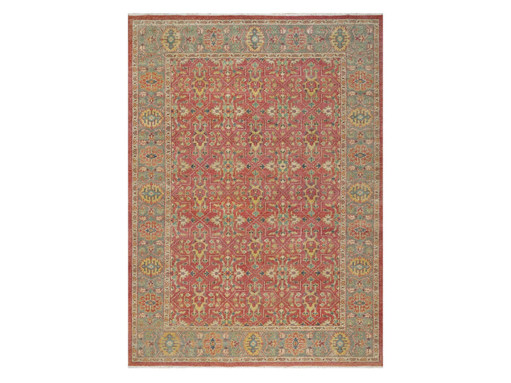 9'11" x 13'9" New Hand Knotted Red Wool Rectangle Oriental Rug - MOA10290960