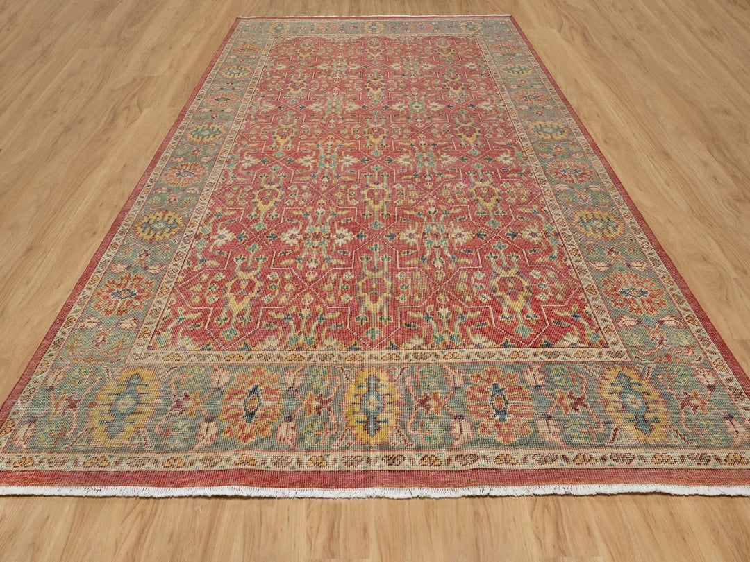 9'11" x 13'9" New Hand Knotted Red Wool Rectangle Oriental Rug - MOA10290960