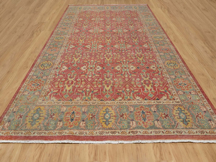 9'11" x 13'9" New Hand Knotted Red Wool Rectangle Oriental Rug - MOA10290960