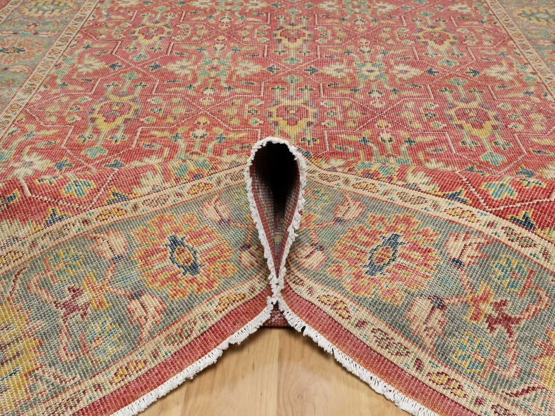 9'11" x 13'9" New Hand Knotted Red Wool Rectangle Oriental Rug - MOA10290960