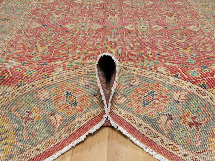 9'11" x 13'9" New Hand Knotted Red Wool Rectangle Oriental Rug - MOA10290960