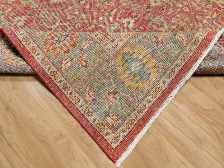 9'11" x 13'9" New Hand Knotted Red Wool Rectangle Oriental Rug - MOA10290960