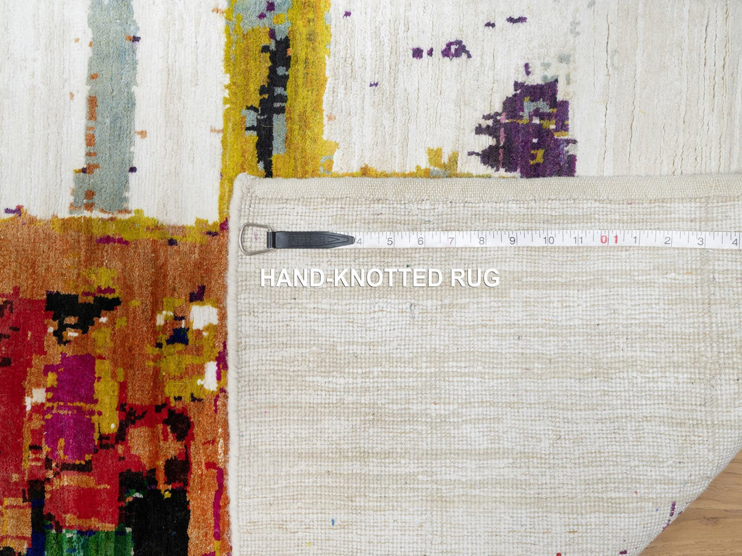 2'6" x 9'10" New Hand Knotted Multicolored Wool & Silk Runner Oriental Rug - MOA10290961