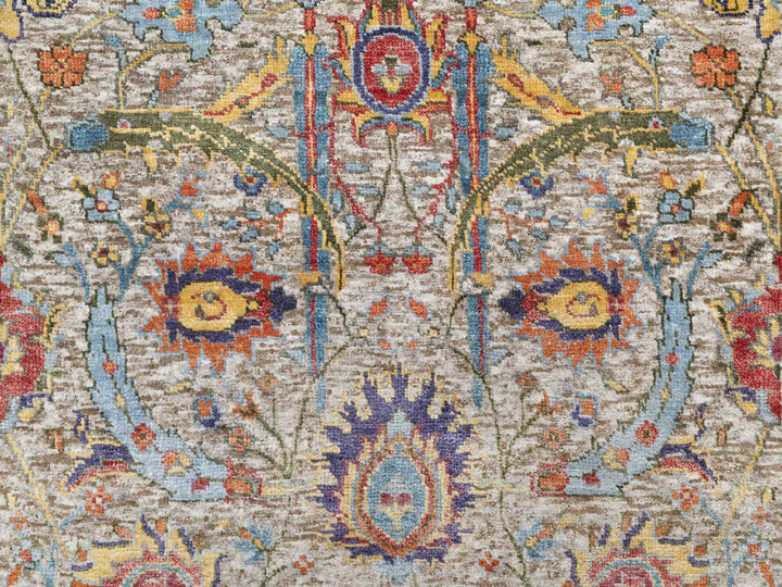 2'7" x 20'2" New Hand Knotted Beige Wool & Silk Runner Oriental Rug - MOA10290962