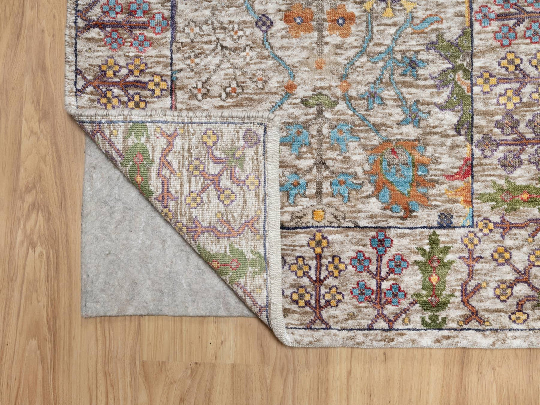 2'6" x 23'10" New Hand Knotted Beige Wool & Silk Runner Oriental Rug - MOA10290963
