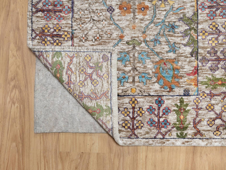 2'6" x 23'10" New Hand Knotted Beige Wool & Silk Runner Oriental Rug - MOA10290963