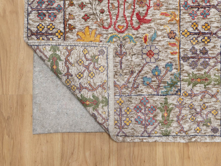 2'7" x 22'0" New Hand Knotted Beige Wool & Silk Runner Oriental Rug - MOA10290964