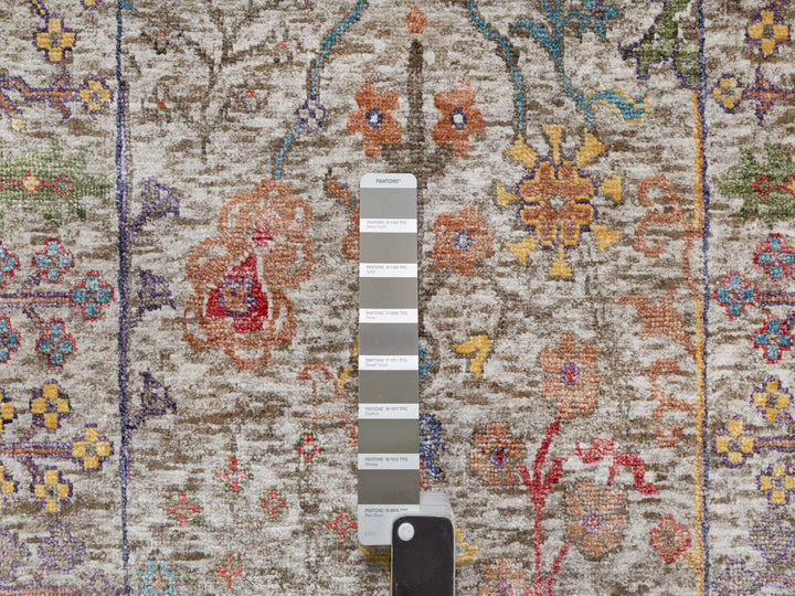 2'7" x 22'0" New Hand Knotted Beige Wool & Silk Runner Oriental Rug - MOA10290964