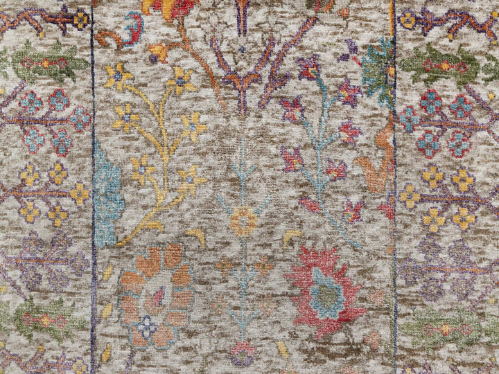 2'7" x 22'0" New Hand Knotted Beige Wool & Silk Runner Oriental Rug - MOA10290964
