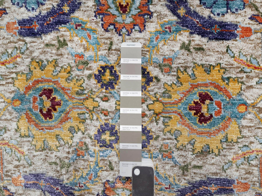 2'6" x 27'7" New Hand Knotted Beige Wool & Silk Runner Oriental Rug - MOA10290965