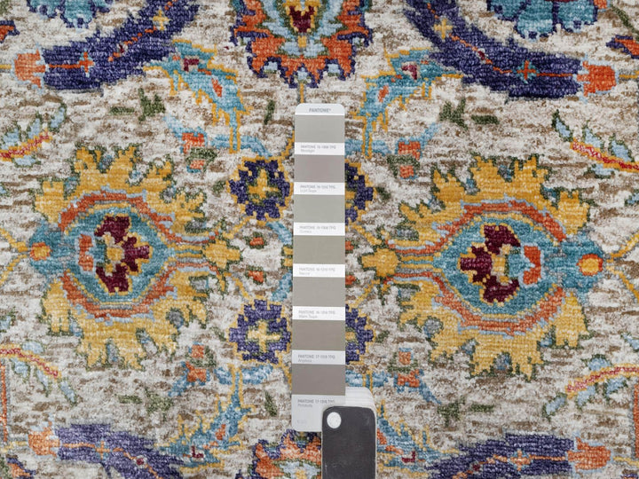 2'6" x 27'7" New Hand Knotted Beige Wool & Silk Runner Oriental Rug - MOA10290965