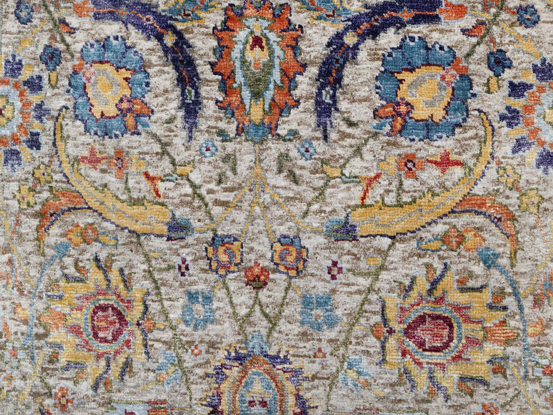 2'6" x 27'7" New Hand Knotted Beige Wool & Silk Runner Oriental Rug - MOA10290965