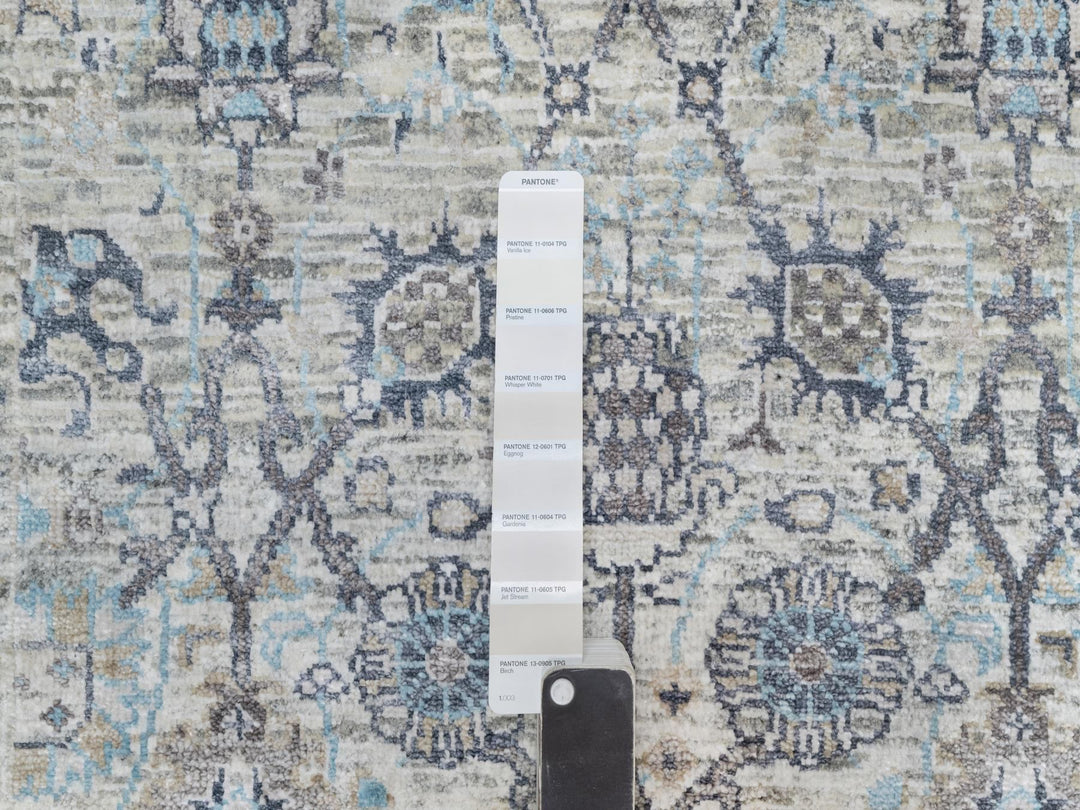 2'7" x 27'7" New Hand Knotted Ivory Silk Runner Oriental Rug - MOA10290968