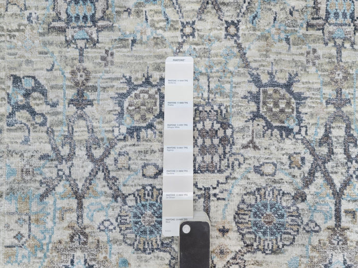 2'7" x 27'7" New Hand Knotted Ivory Silk Runner Oriental Rug - MOA10290968