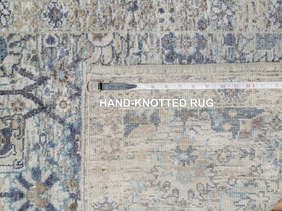 2'7" x 27'7" New Hand Knotted Ivory Wool & Silk Runner Oriental Rug - MOA10290968