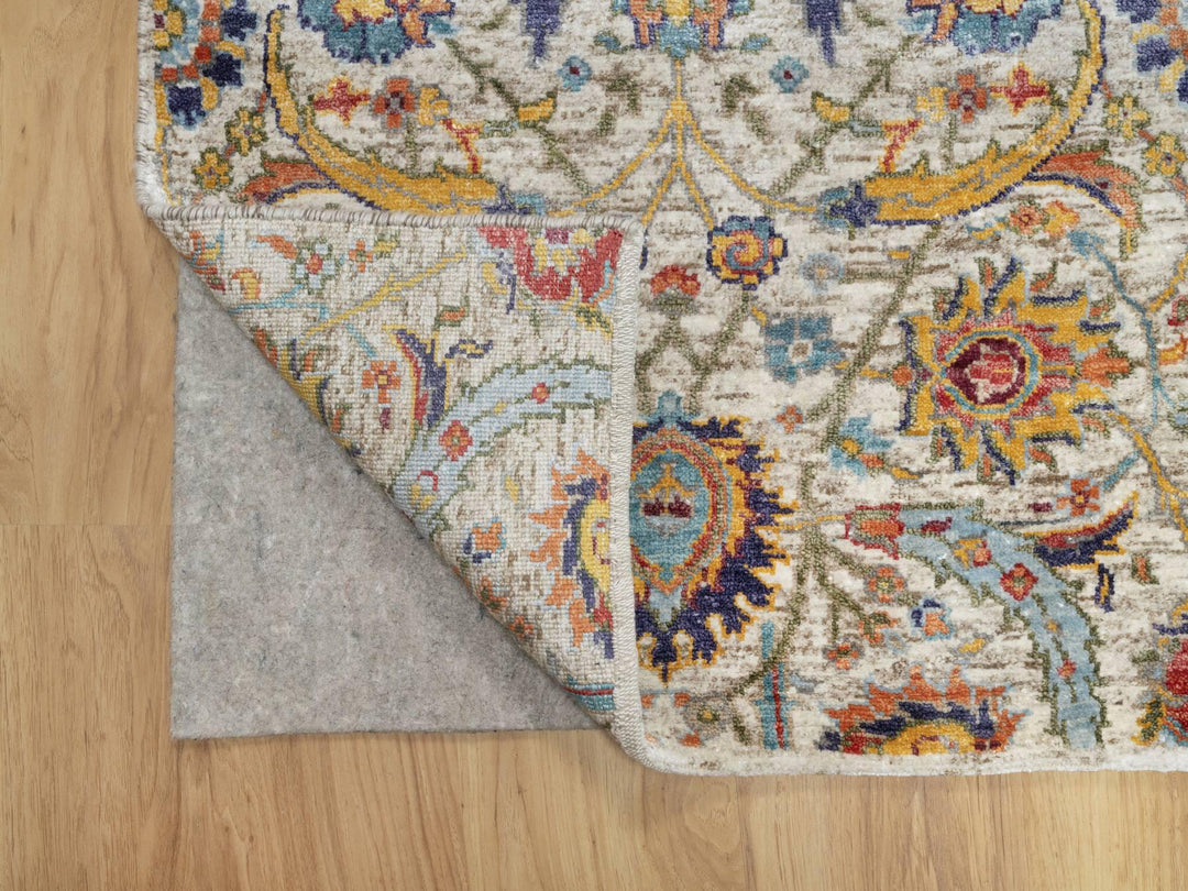 2'7" x 22'1" New Hand Knotted Beige Wool & Silk Runner Oriental Rug - MOA10290971