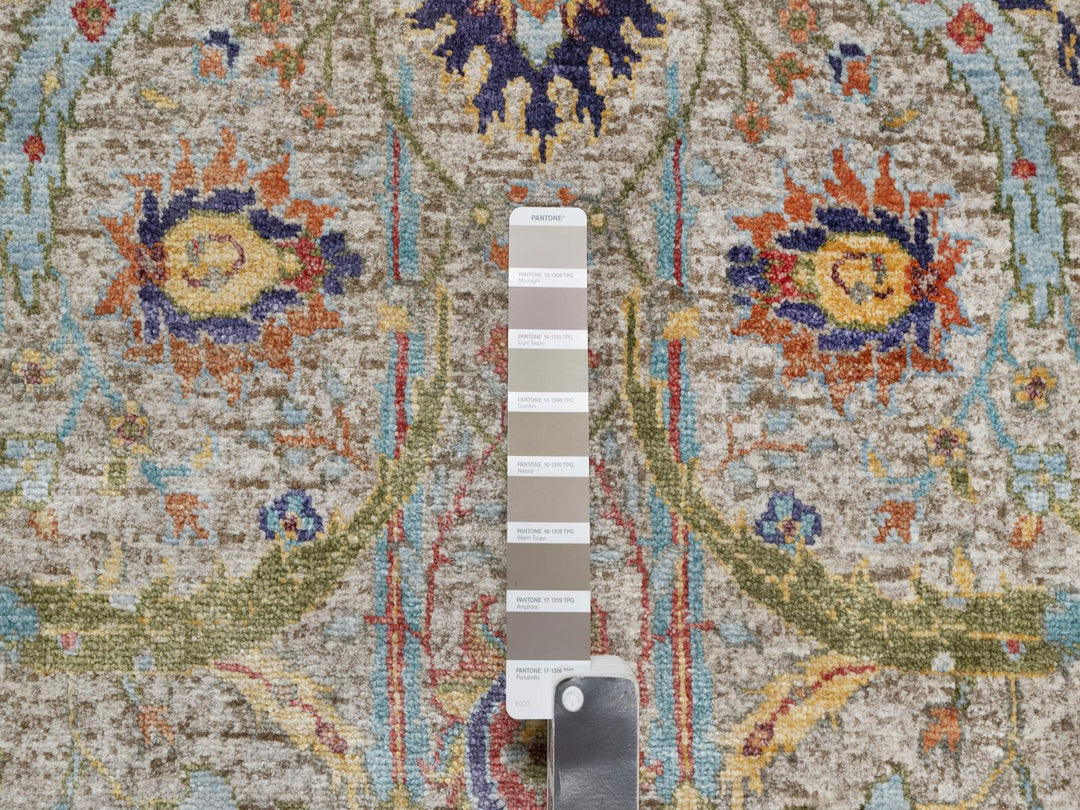 2'7" x 22'1" New Hand Knotted Beige Wool & Silk Runner Oriental Rug - MOA10290971