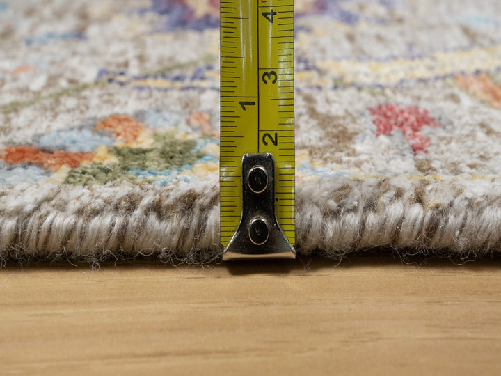 2'7" x 22'1" New Hand Knotted Ivory Wool & Silk Runner Oriental Rug - MOA10290971