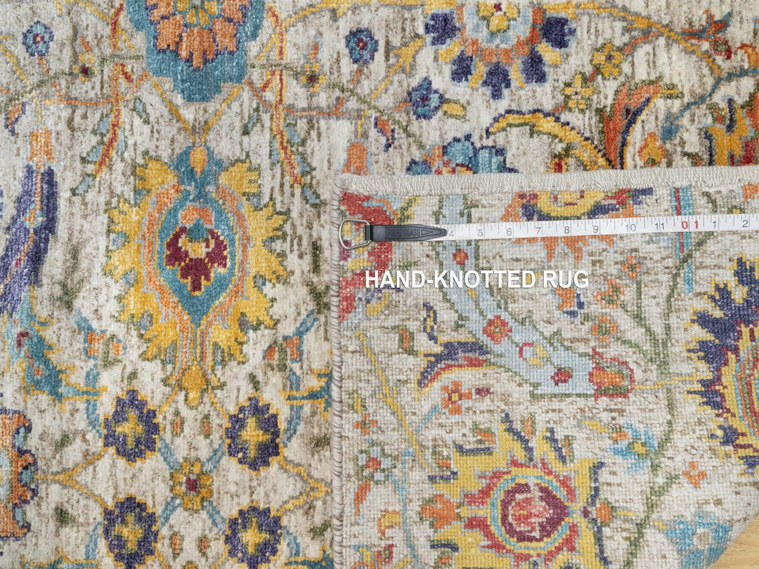 2'7" x 22'1" New Hand Knotted Beige Wool & Silk Runner Oriental Rug - MOA10290971