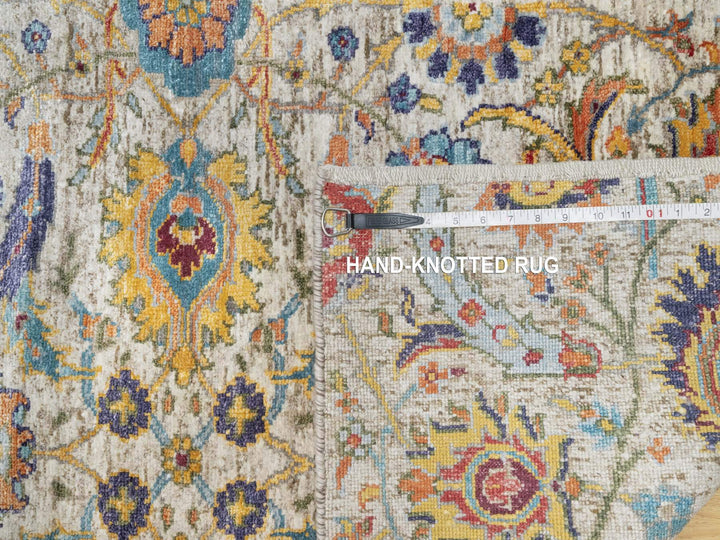 2'7" x 22'1" New Hand Knotted Beige Wool & Silk Runner Oriental Rug - MOA10290971