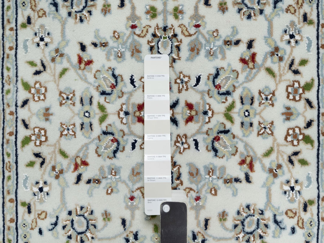 2'8" x 17'8" New Hand Knotted Ivory Wool & Silk Runner Oriental Rug - MOA10290974