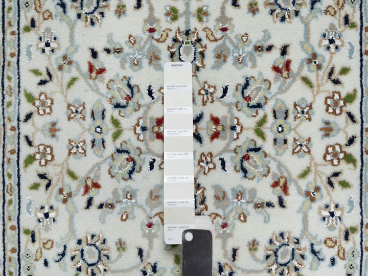 2'8" x 17'8" New Hand Knotted Ivory Wool & Silk Runner Oriental Rug - MOA10290974