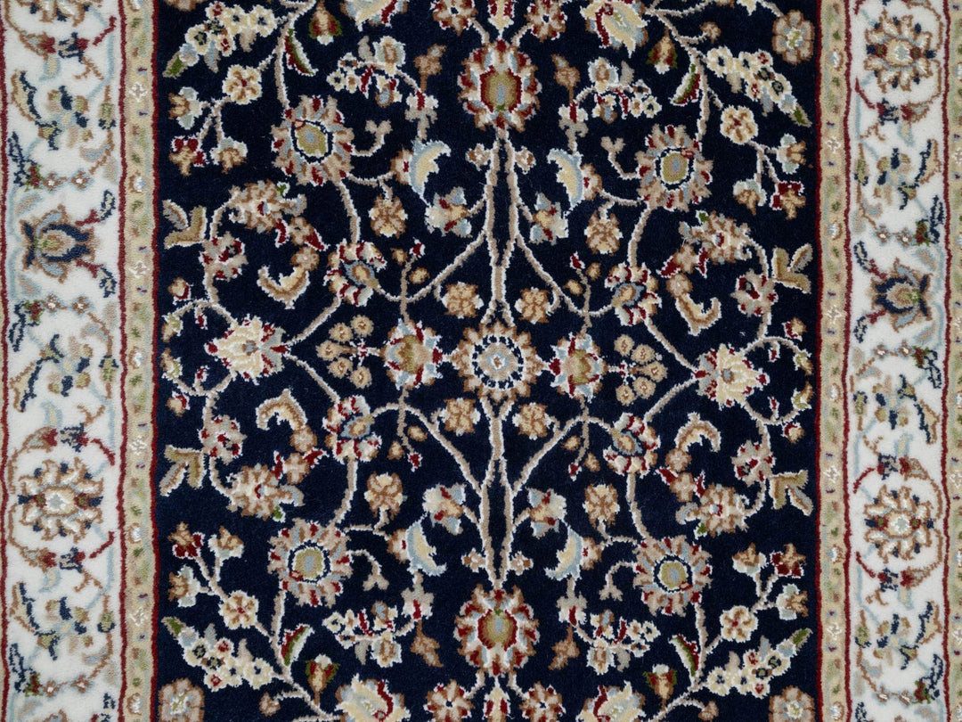 2'8" x 18'0" New Hand Knotted Blue Wool & Silk Runner Oriental Rug - MOA10290976