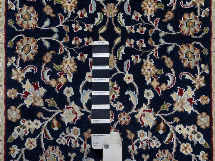 2'8" x 18'1" New Hand Knotted Blue Wool & Silk Runner Oriental Rug - MOA10290979