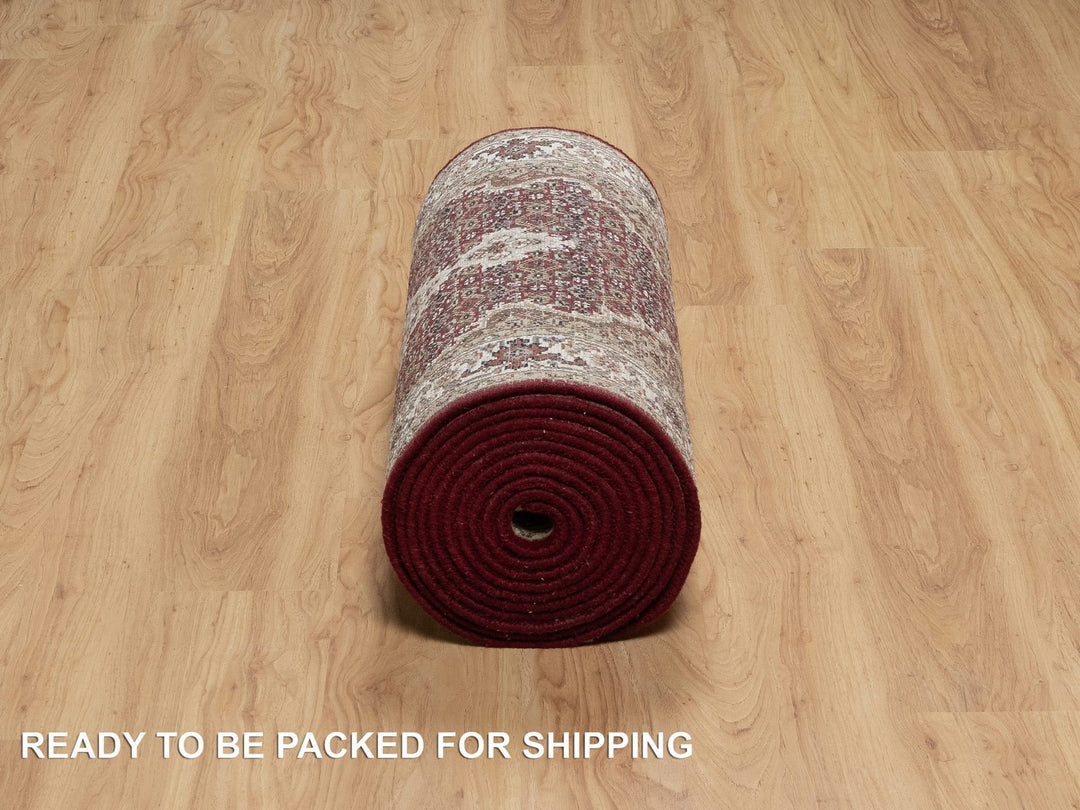 2'7" x 20'4" New Hand Knotted Red Wool Runner Oriental Rug - MOA10290980