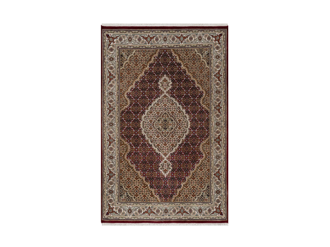 4'0" x 6'2" New Hand Knotted Red Wool Rectangle Oriental Rug - MOA10290983