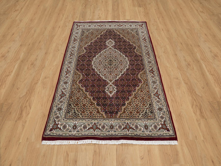 4'0" x 6'2" New Hand Knotted Red Wool Rectangle Oriental Rug - MOA10290983