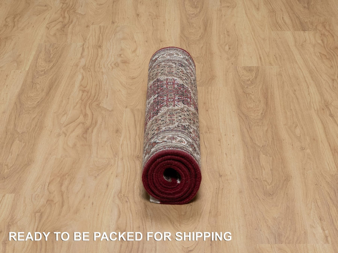 2'10" x 5'1" New Hand Knotted Red Wool Rectangle Oriental Rug - MOA10290984