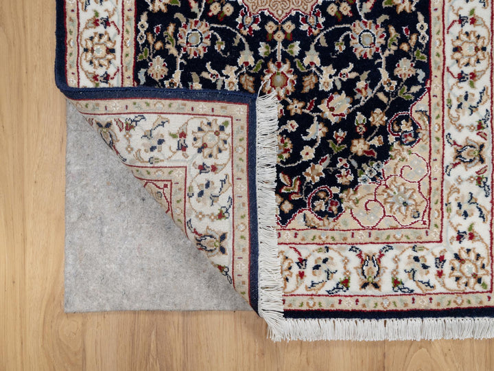 2'6" x 10'0" New Hand Knotted Blue Wool & Silk Runner Oriental Rug - MOA10290989