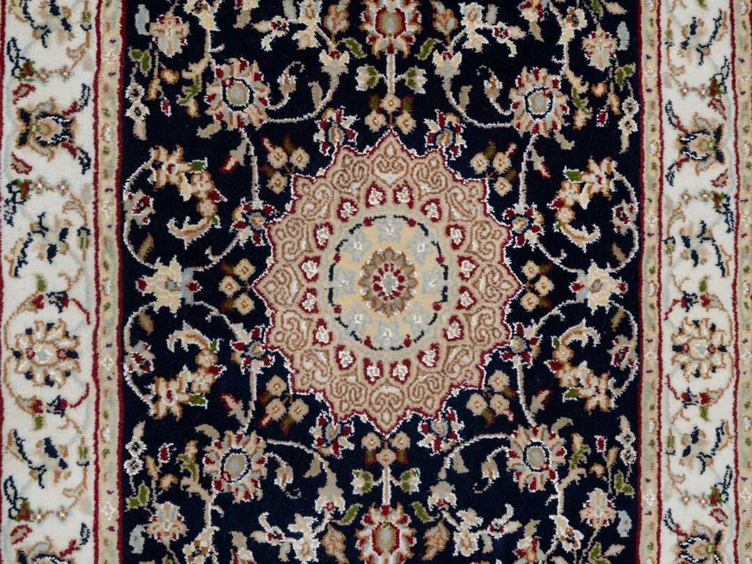 2'6" x 10'0" New Hand Knotted Blue Wool & Silk Runner Oriental Rug - MOA10290989