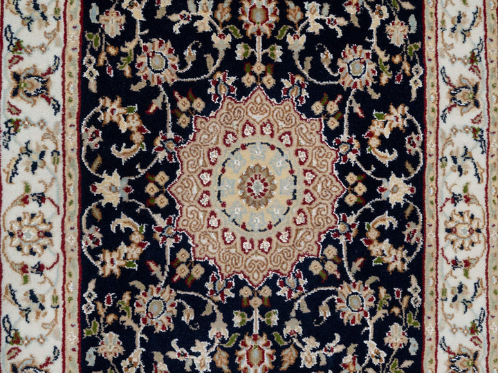 2'6" x 10'0" New Hand Knotted Blue Wool & Silk Runner Oriental Rug - MOA10290989