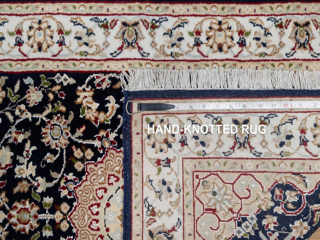 2'6" x 10'0" New Hand Knotted Blue Wool & Silk Runner Oriental Rug - MOA10290989