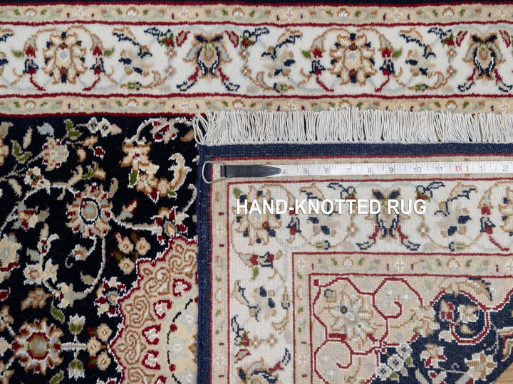 2'6" x 10'0" New Hand Knotted Blue Wool & Silk Runner Oriental Rug - MOA10290989