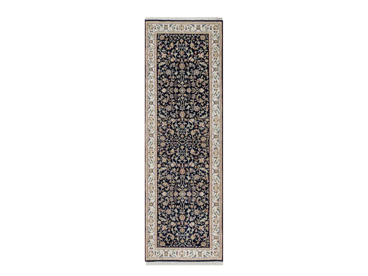 2'7" x 8'1" New Hand Knotted Blue Wool & Silk Runner Oriental Rug - MOA10291008