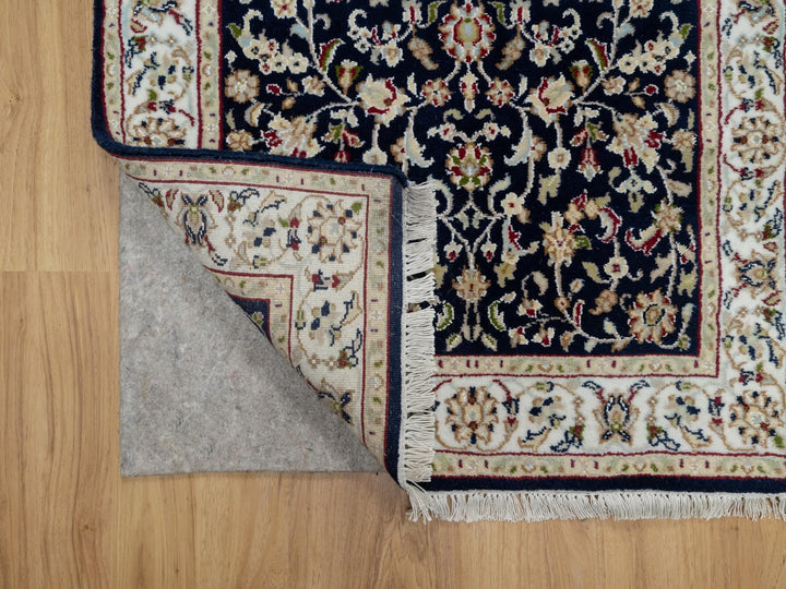 2'7" x 8'1" New Hand Knotted Blue Wool & Silk Runner Oriental Rug - MOA10291008