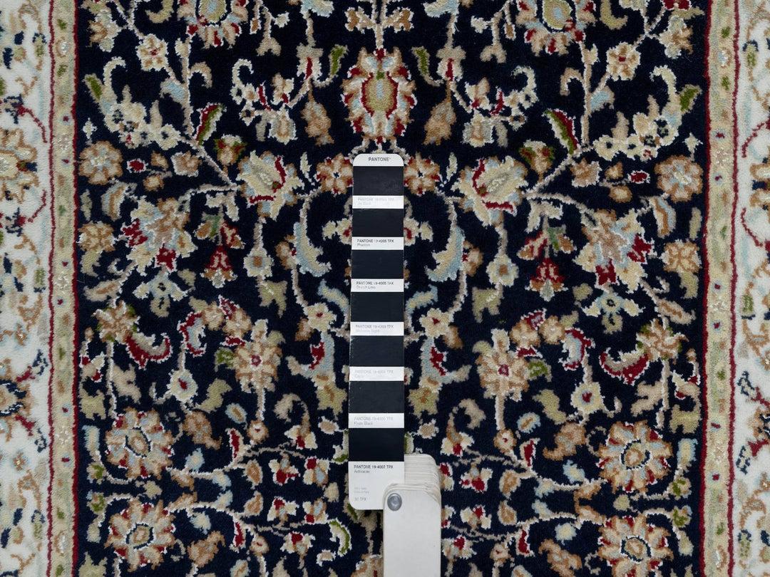 2'7" x 8'1" New Hand Knotted Blue Wool & Silk Runner Oriental Rug - MOA10291008