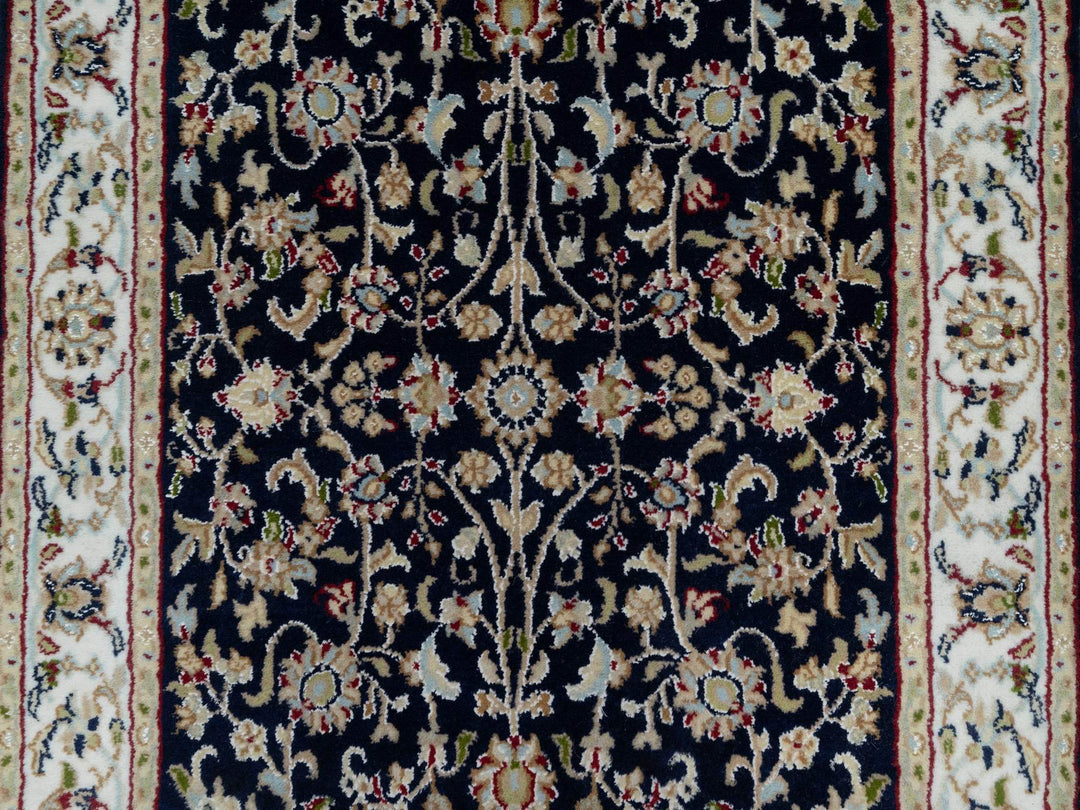 2'7" x 8'1" New Hand Knotted Blue Wool & Silk Runner Oriental Rug - MOA10291008