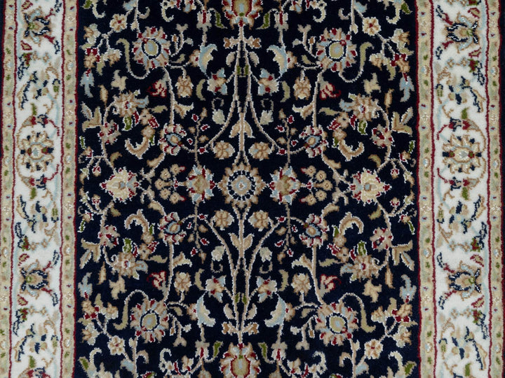 2'7" x 8'1" New Hand Knotted Blue Wool & Silk Runner Oriental Rug - MOA10291008