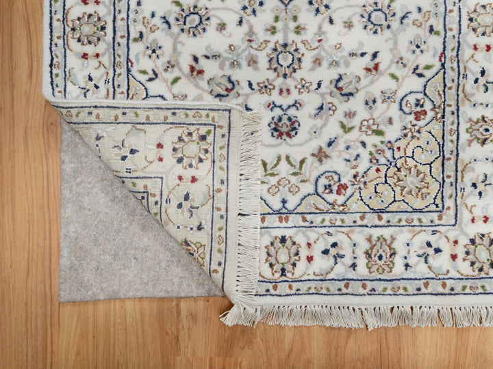 2'8" x 12'7" New Hand Knotted Ivory Wool & Silk Runner Oriental Rug - MOA10291009