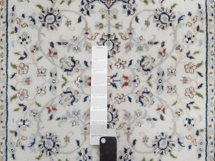 2'8" x 12'7" New Hand Knotted Ivory Wool & Silk Runner Oriental Rug - MOA10291009