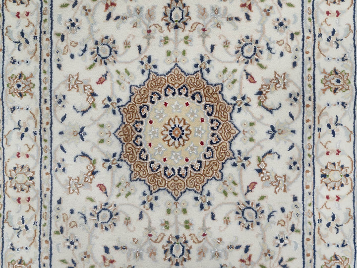 2'8" x 12'7" New Hand Knotted Ivory Wool & Silk Runner Oriental Rug - MOA10291009