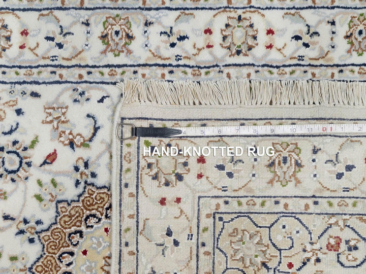 2'8" x 12'7" New Hand Knotted Ivory Wool & Silk Runner Oriental Rug - MOA10291009