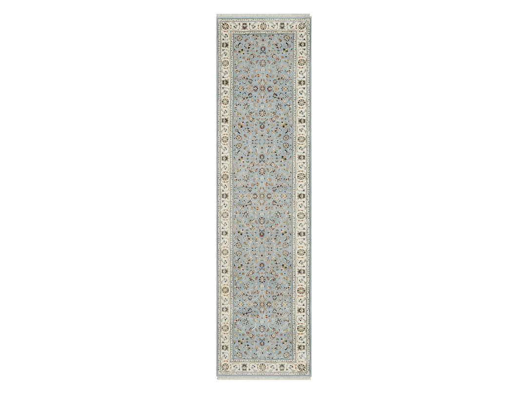 2'8" x 10'3" New Hand Knotted Blue Wool & Silk Runner Oriental Rug - MOA10291010