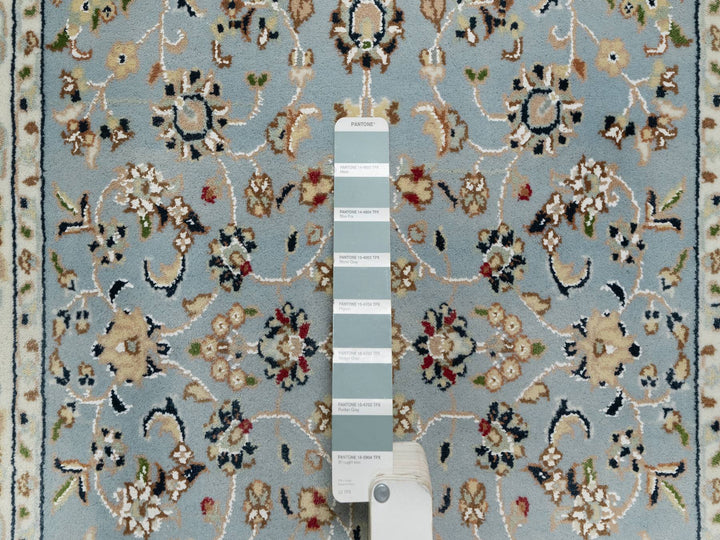 2'8" x 10'3" New Hand Knotted Blue Wool & Silk Runner Oriental Rug - MOA10291010