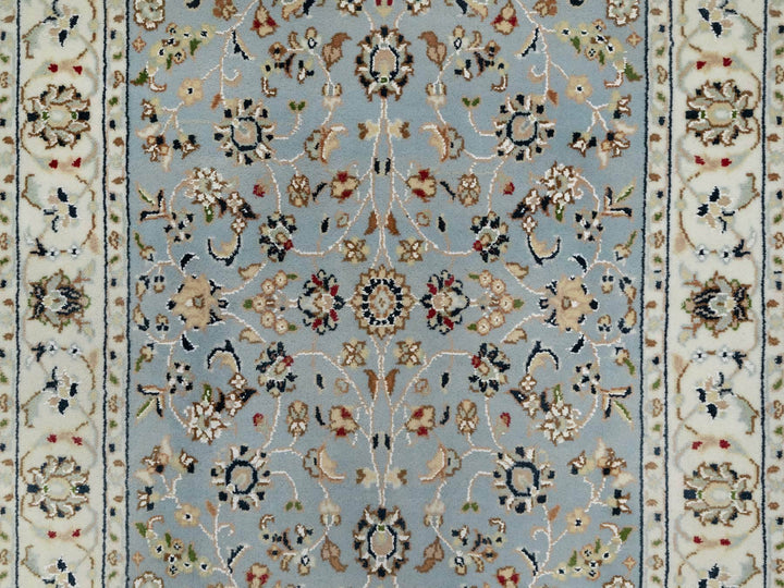 2'8" x 10'3" New Hand Knotted Blue Wool & Silk Runner Oriental Rug - MOA10291010