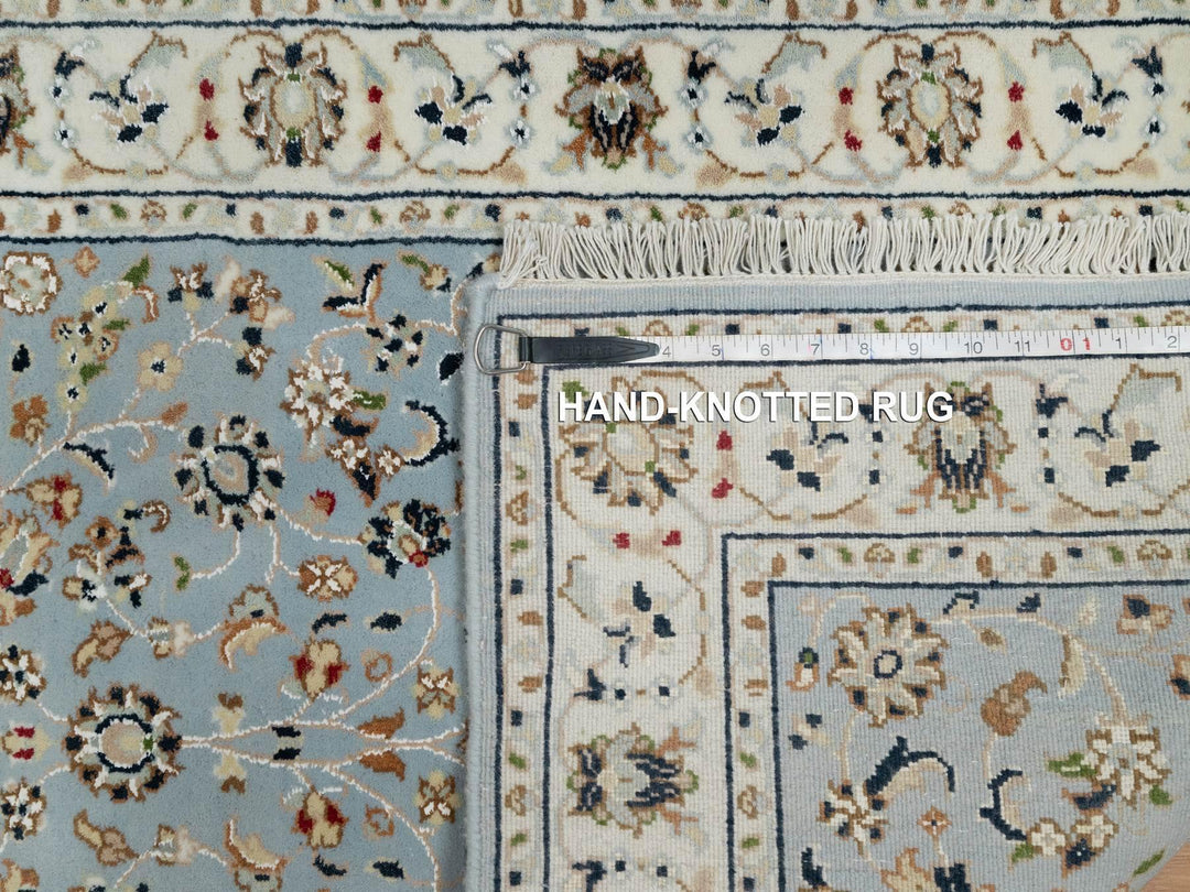 2'8" x 10'3" New Hand Knotted Blue Wool & Silk Runner Oriental Rug - MOA10291010